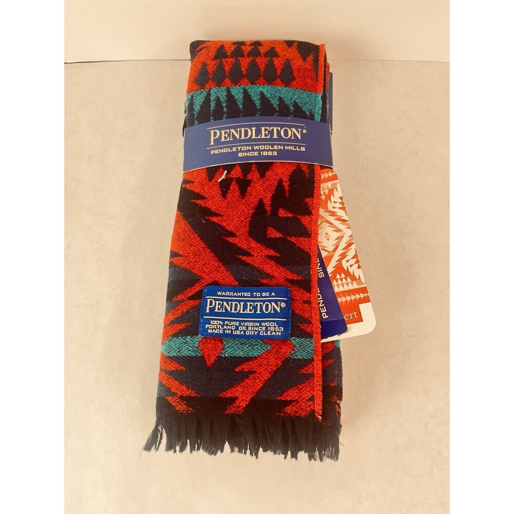 Pendleton Diamond Desert Knit Headband Scarf Red Wool Blend Made USA NWT